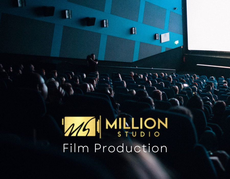 Blue Simple and Minimalist Cinema House Film Production Logo Display