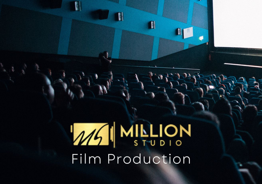 Blue Simple and Minimalist Cinema House Film Production Logo Display